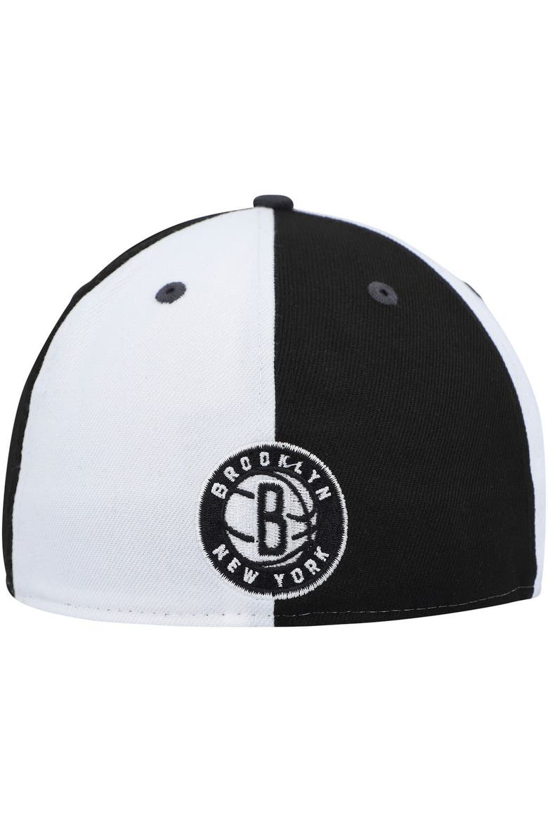 Men's New Era Black/White Brooklyn Nets Script Pinwheel 59FIFTY Fitted Hat, Alternate, color, Black
