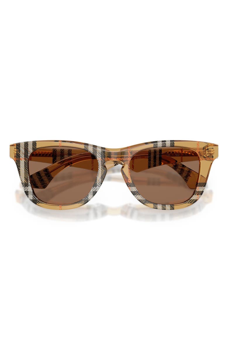 Burberry Kids' 46mm Small Square Sunglasses, Alternate, color, Sand Check / Dark Brown