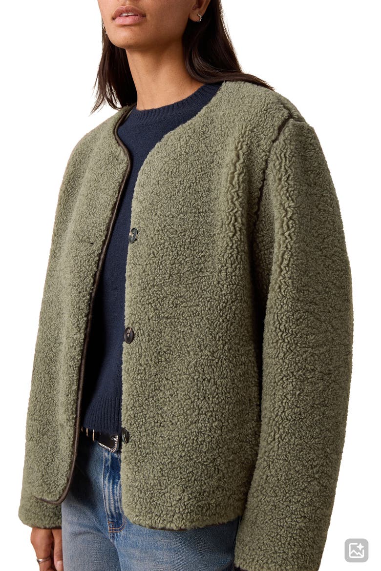 Textured Fleece Jacket, Alternate, color, GREEN