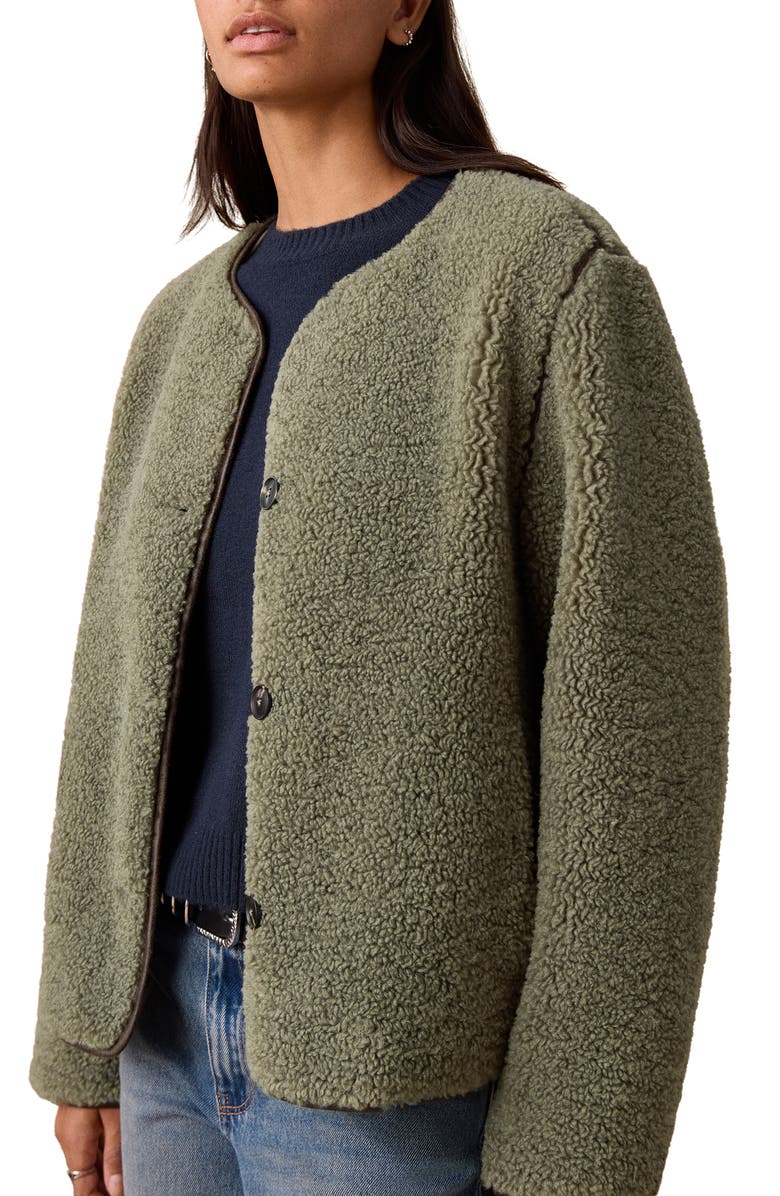 MANGO TEEN Textured Fleece Jacket, Alternate, color, Green