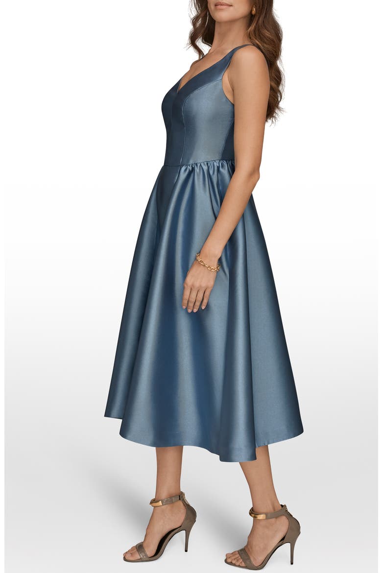 Satin A-Line Midi Dress, Alternate, color, WASHED INDIGO