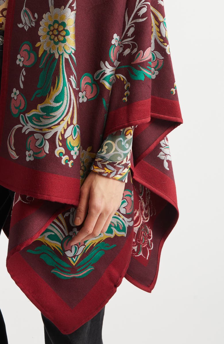 Etro Floral Jacquard Cape, Alternate, color, Bordeaux X0866