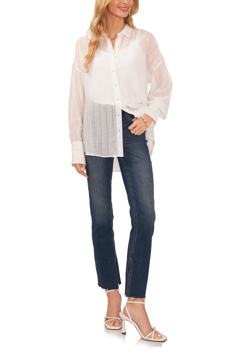 Oversize Long Sleeve Gauze Button-Up Shirt, Alternate, color, ULTRA WHITE