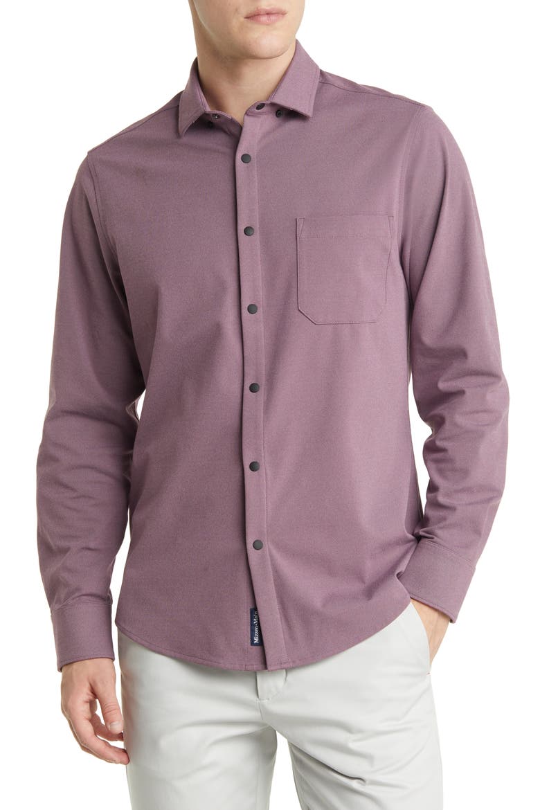 Nolan Knit Snap Front Shirt, Main, color, PURPLE
