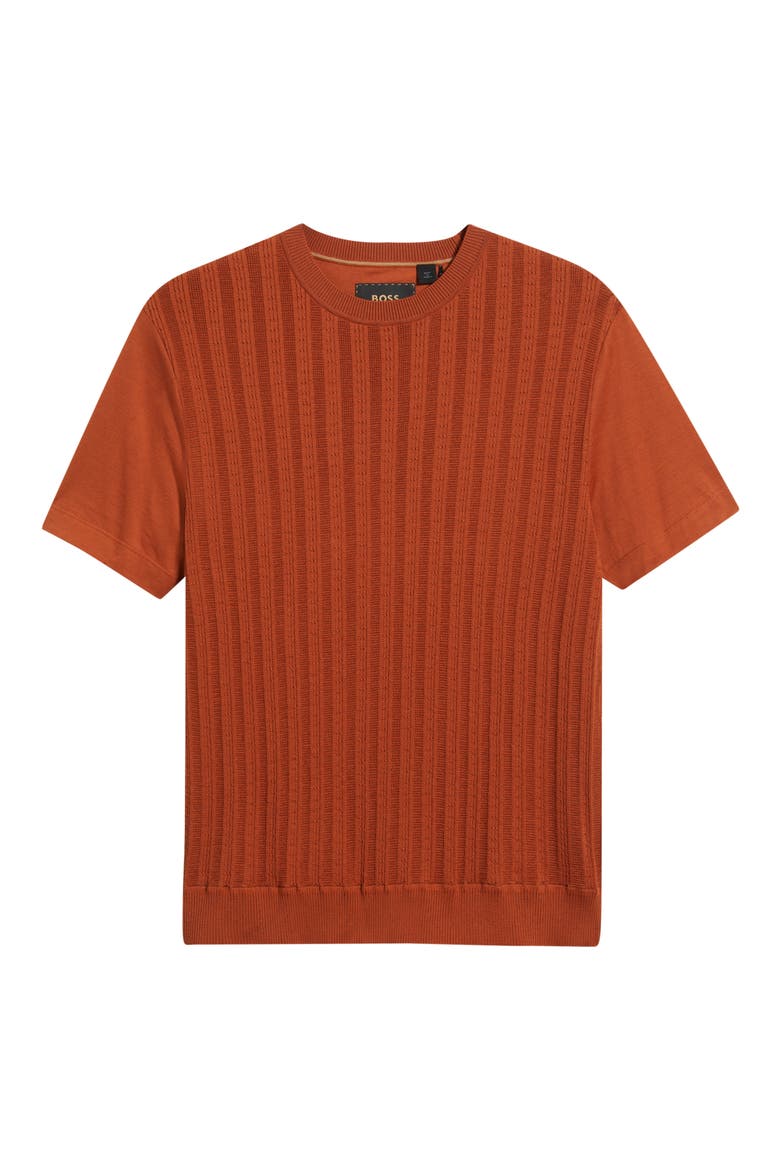 Tesar Textured Cotton & Silk T-Shirt, Alternate, color, MEDIUM BROWN