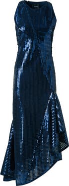 Akris Sequin Chiffon Asymmetric Dress