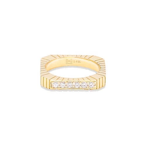 Campbell + Charlotte Spark Etched Stacking Band Ring In Gold