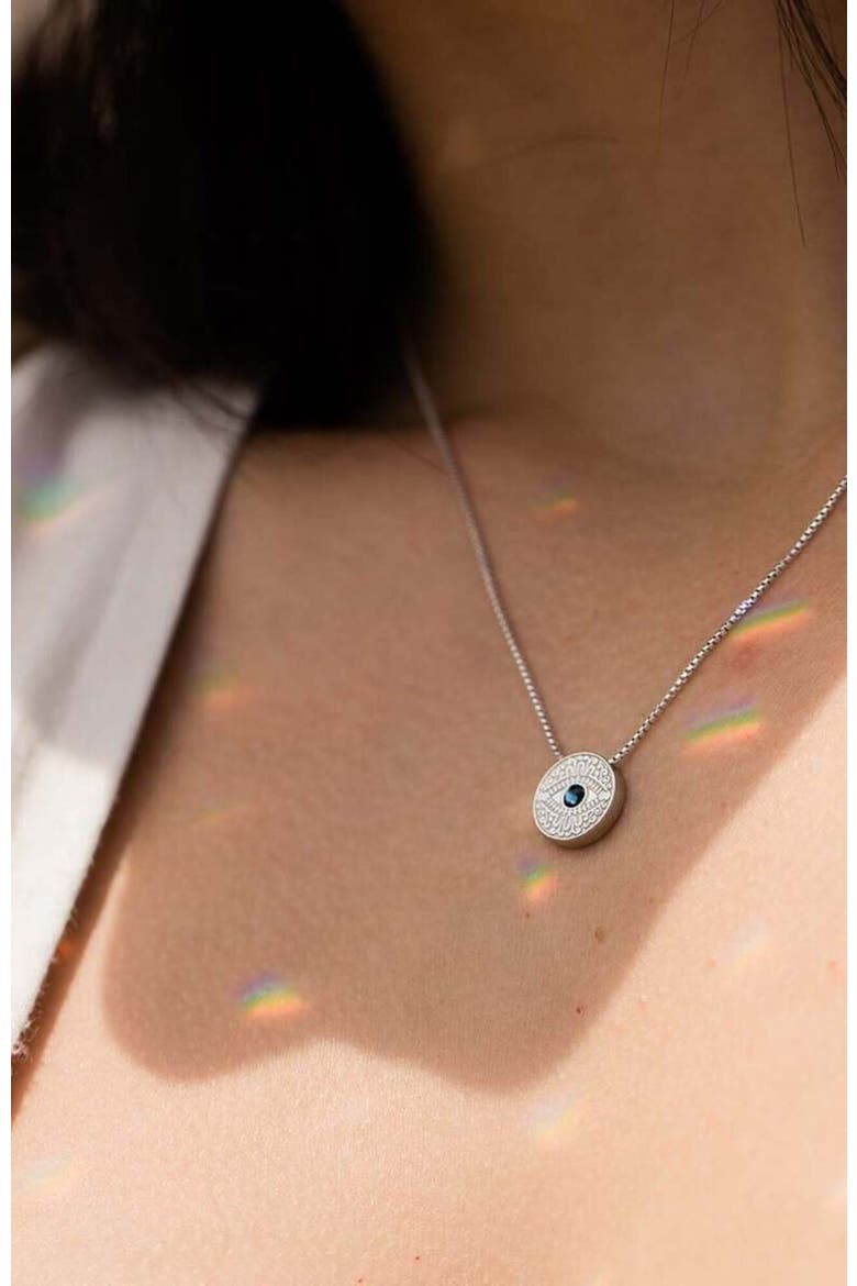Evil Eye Crystal  Necklace, Alternate, color, Silver
