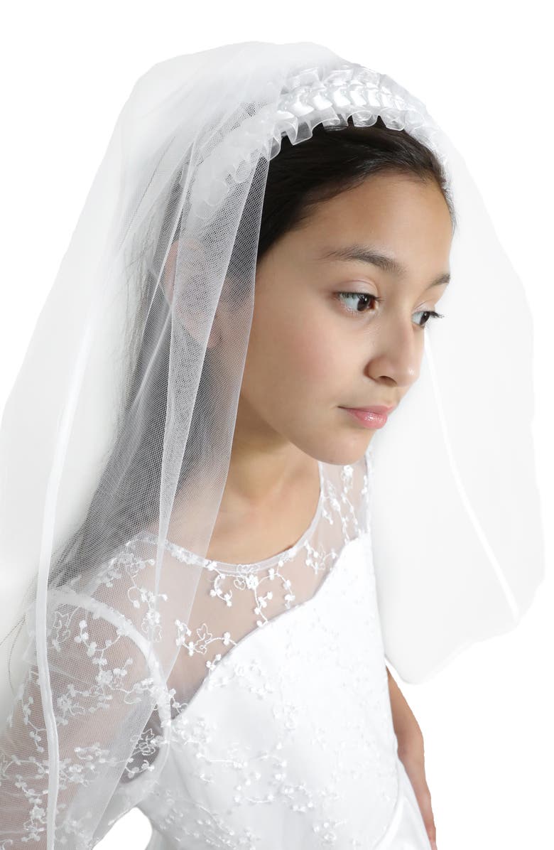 BLUSH by Us Angels First Communion Tulle Headband Veil, Alternate, color,