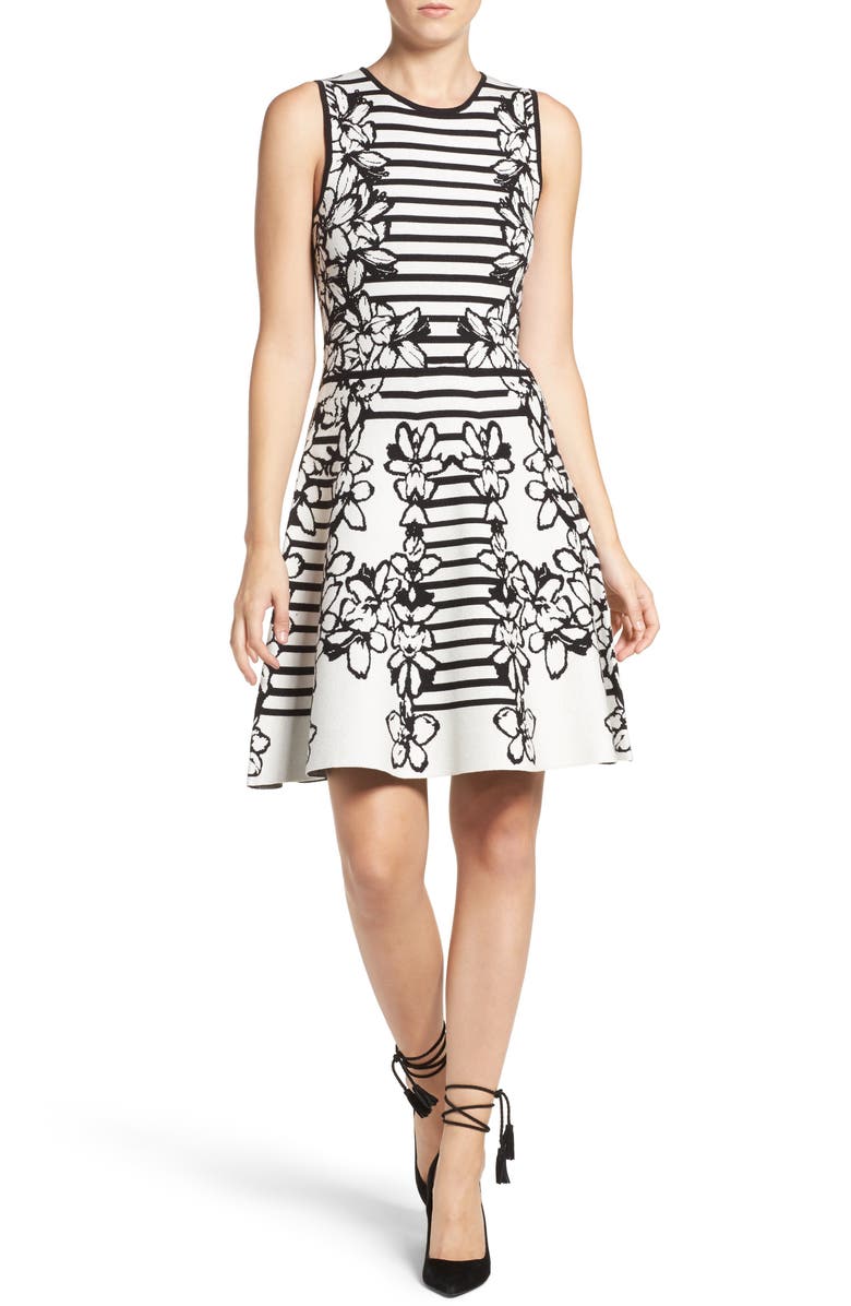 Eliza J Sweater Fit & Flare Dress, Alternate, color, 