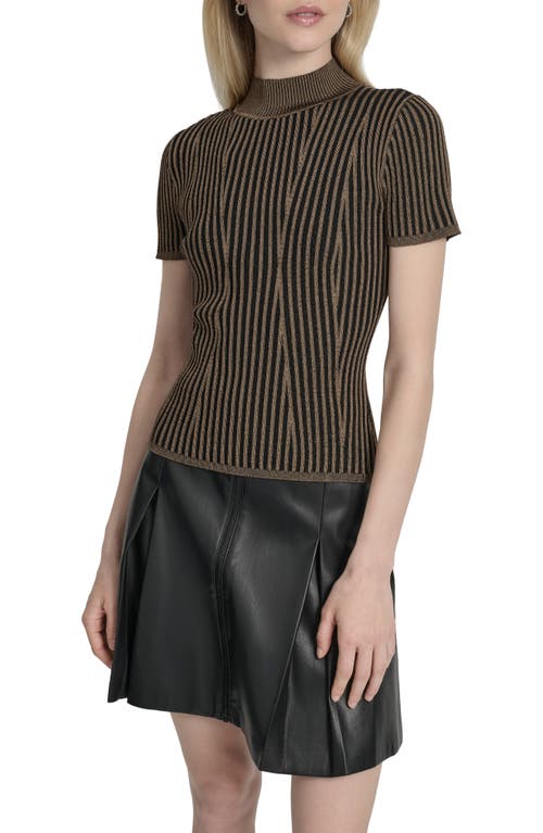 Dkny Mock Neck Knit Top In Multi