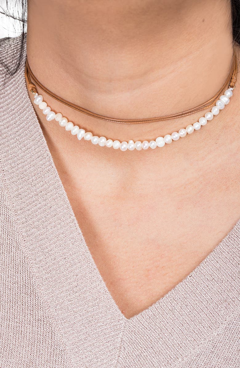 SAACHI Faux Pearl Choker Necklace, Alternate, color, Khaki