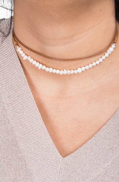 Saachi Faux Pearl Choker Necklace In Brown