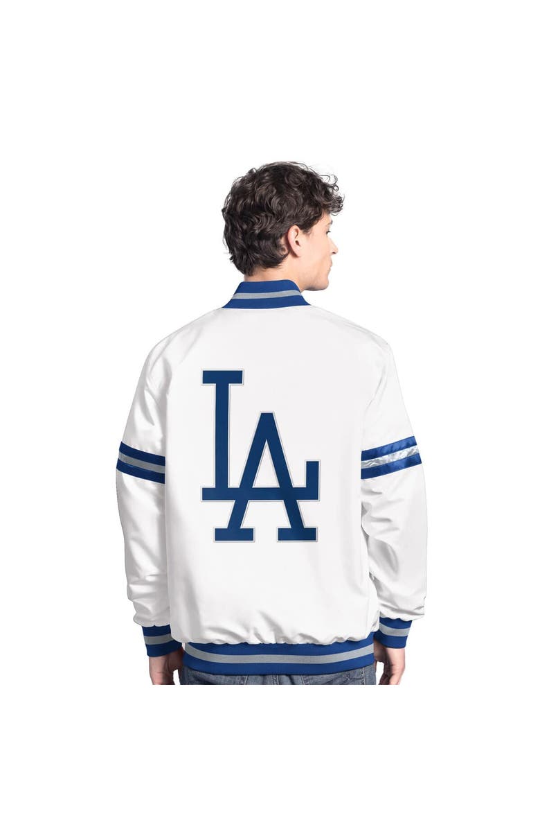 STARTER Men's Starter White Los Angeles Dodgers Cooperstown Scout Full-Snap Varsity Jacket, Alternate, color, White