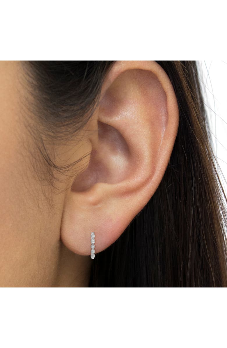 Haus of Brilliance Silver 1/6 Ct Diamond Milgrain Hoop Earring, Alternate, color, White