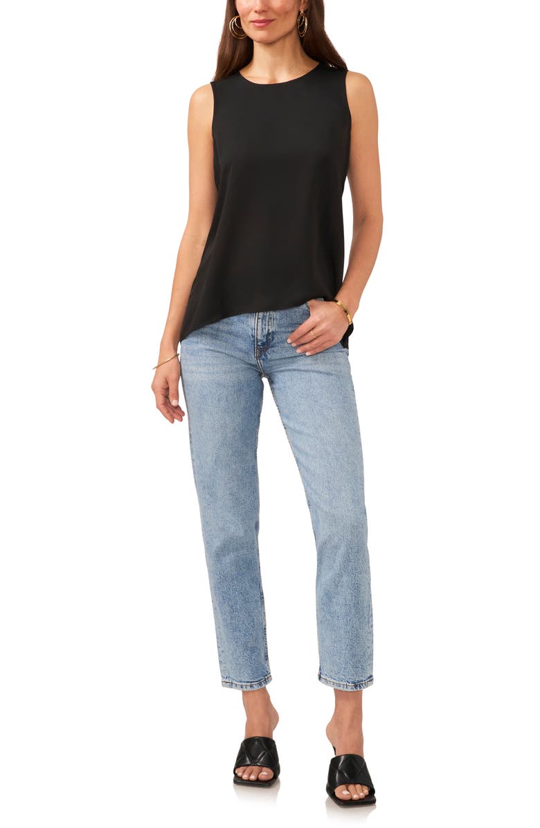 Vince Camuto High-Low Sleeveless Top, Alternate, color, Rich Black