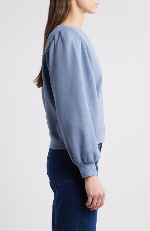 Rails Tiffany Balloon Sleeve Cotton Sweatshirt In Faded Periwinkle