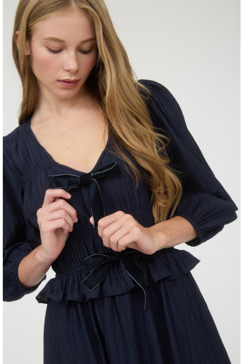 Three-Quarter Sleeve Maxi Dress, Alternate, color, NAVY