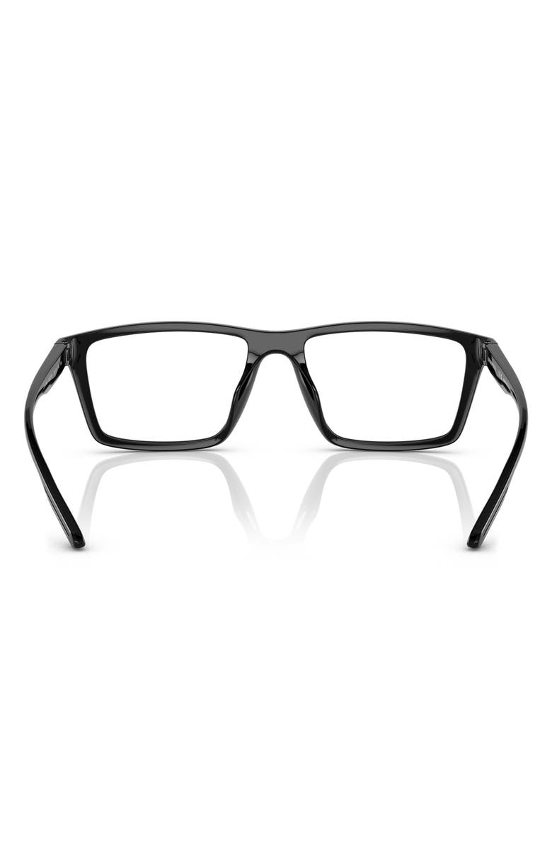 Emporio Armani 55mm Rectangular Optical Glasses, Alternate, color, Shiny Black / Clear