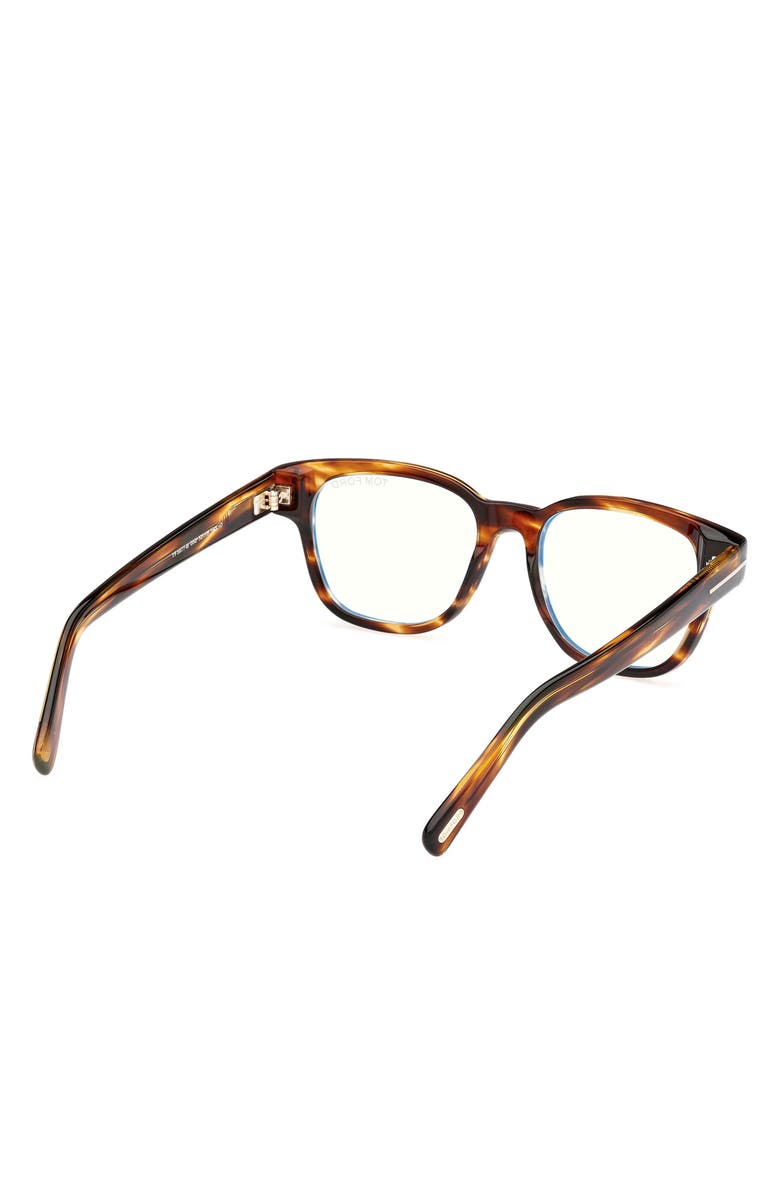 TOM FORD 50mm Square Blue Light Blocking Glasses, Alternate, color, Striped Brown / Light Havana