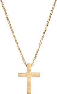 STEELTIME Men's 18k Gold Plated Lord's Prayer Cross Pendant Necklace