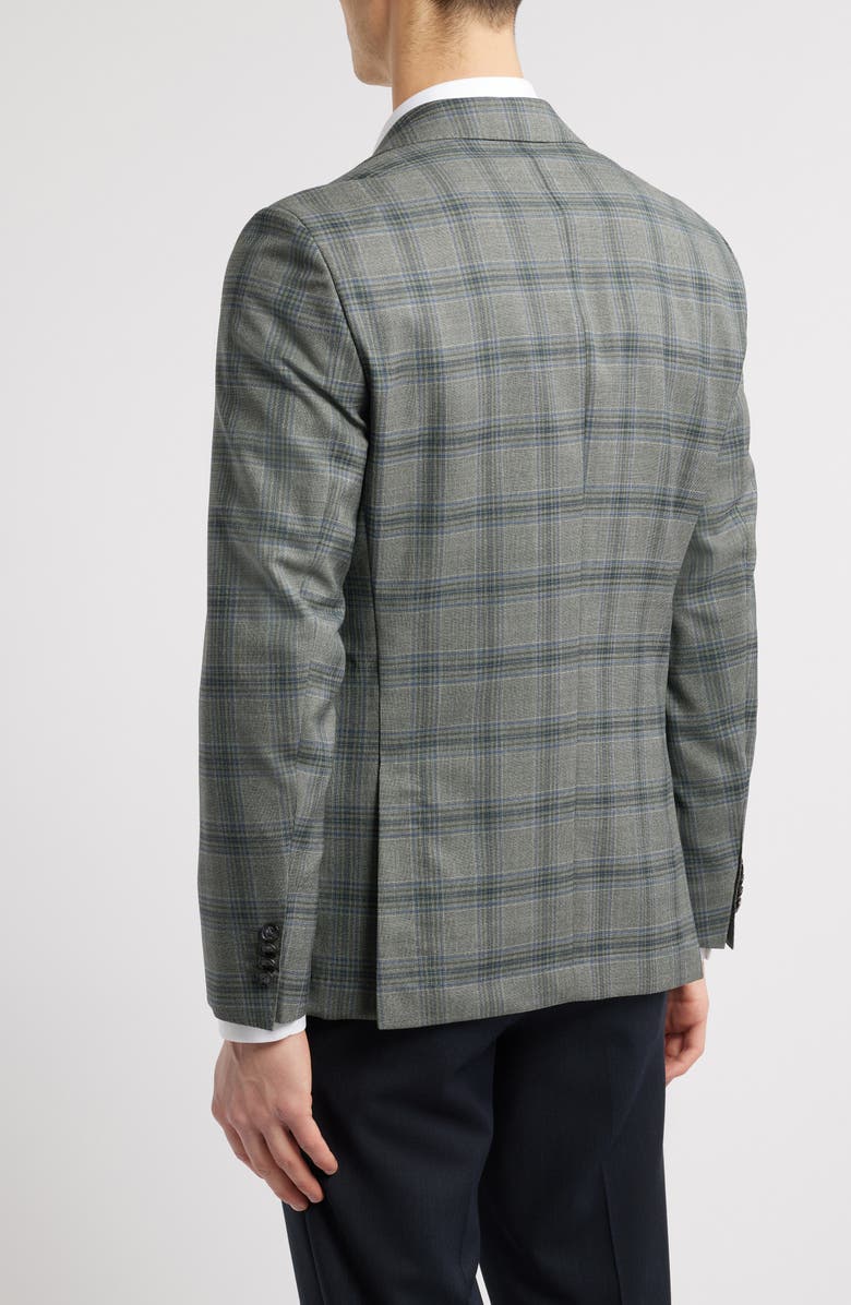 BOSS Hutson Plaid Virgin Wool Sport Coat, Alternate, color, Dark Green