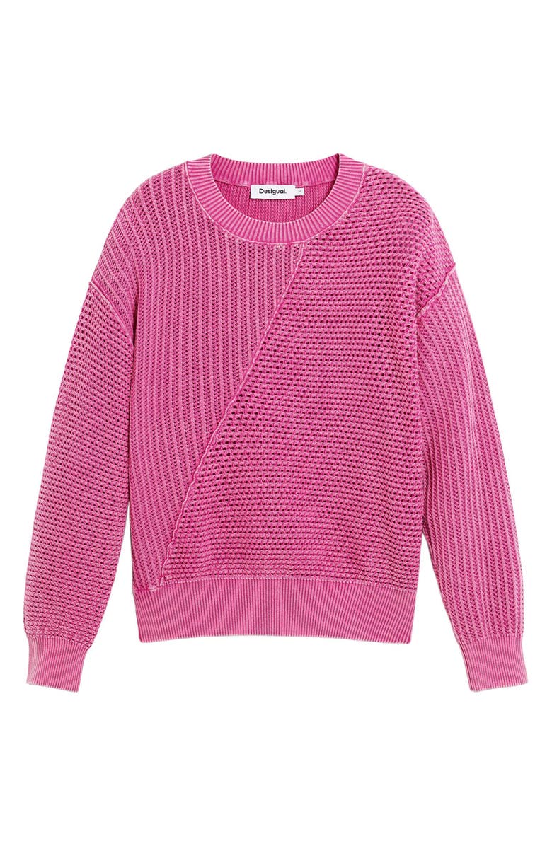 Desigual Fine Gauge Crewneck Sweater, Alternate, color, Pink
