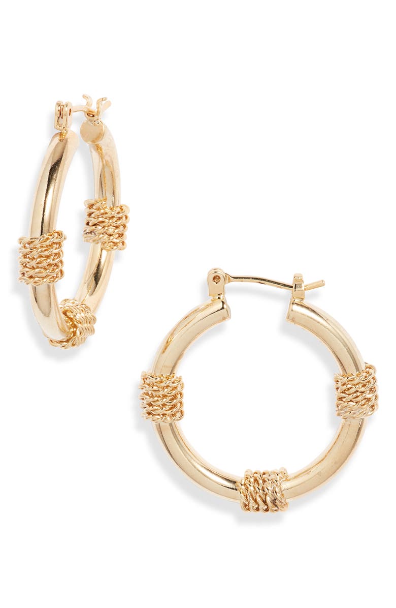 Set & Stones Martina Station Hoop Earrings, Main, color, Gold