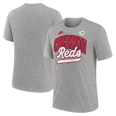 Men's Nike Heather Gray Cincinnati Reds Cooperstown Collection Retro Tri-Blend T-Shirt