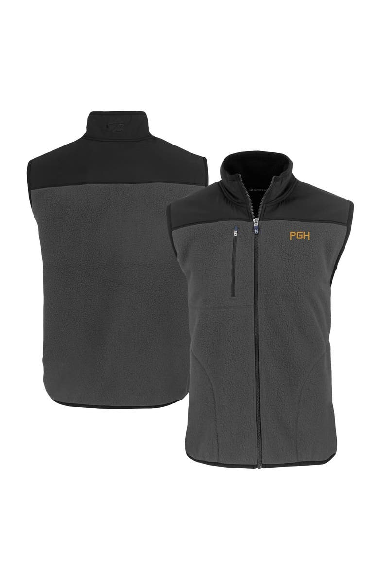 Cutter & Buck Men's Cutter & Buck Gray Pittsburgh Pirates City Connect Cascade Eco Sherpa Fleece Full-Zip Vest, Main, color, 