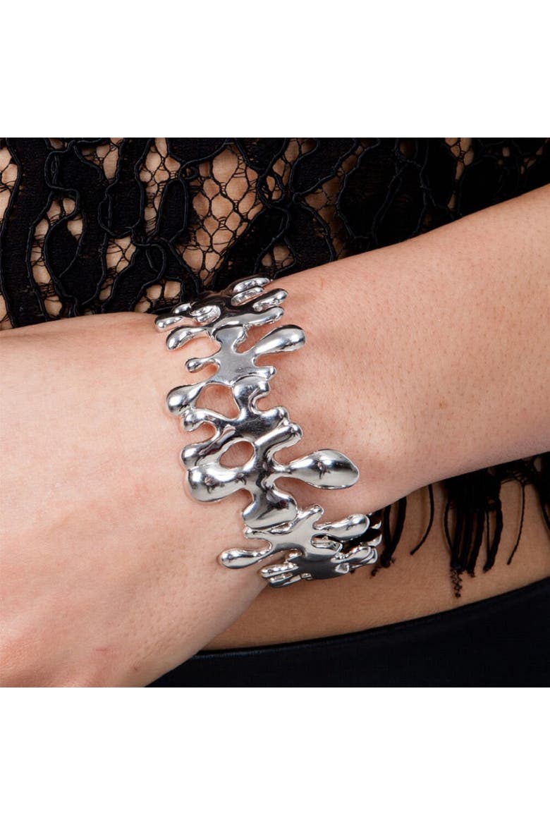 Splash Hinged Bangle, Alternate, color, Sterling Silver