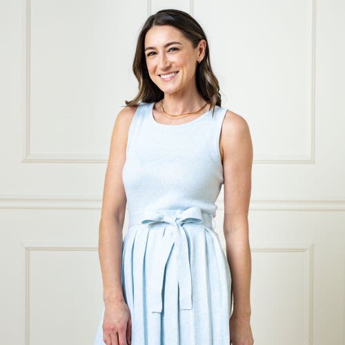 Hope & Henry Organic Pleated Sweater Knit Dress In Light Blue Heather