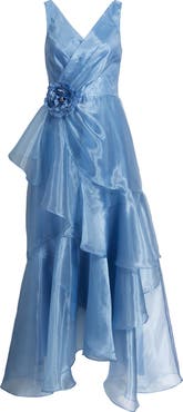 Eliza J Ruffle Sleeveless Organza Gown