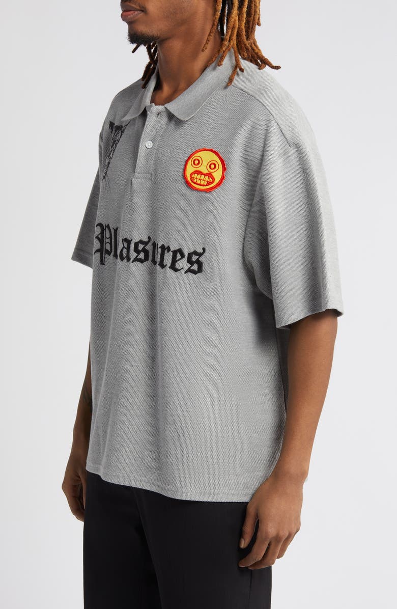 PLEASURES Wyatt Logo Boxy Piqué Polo, Alternate, color, 