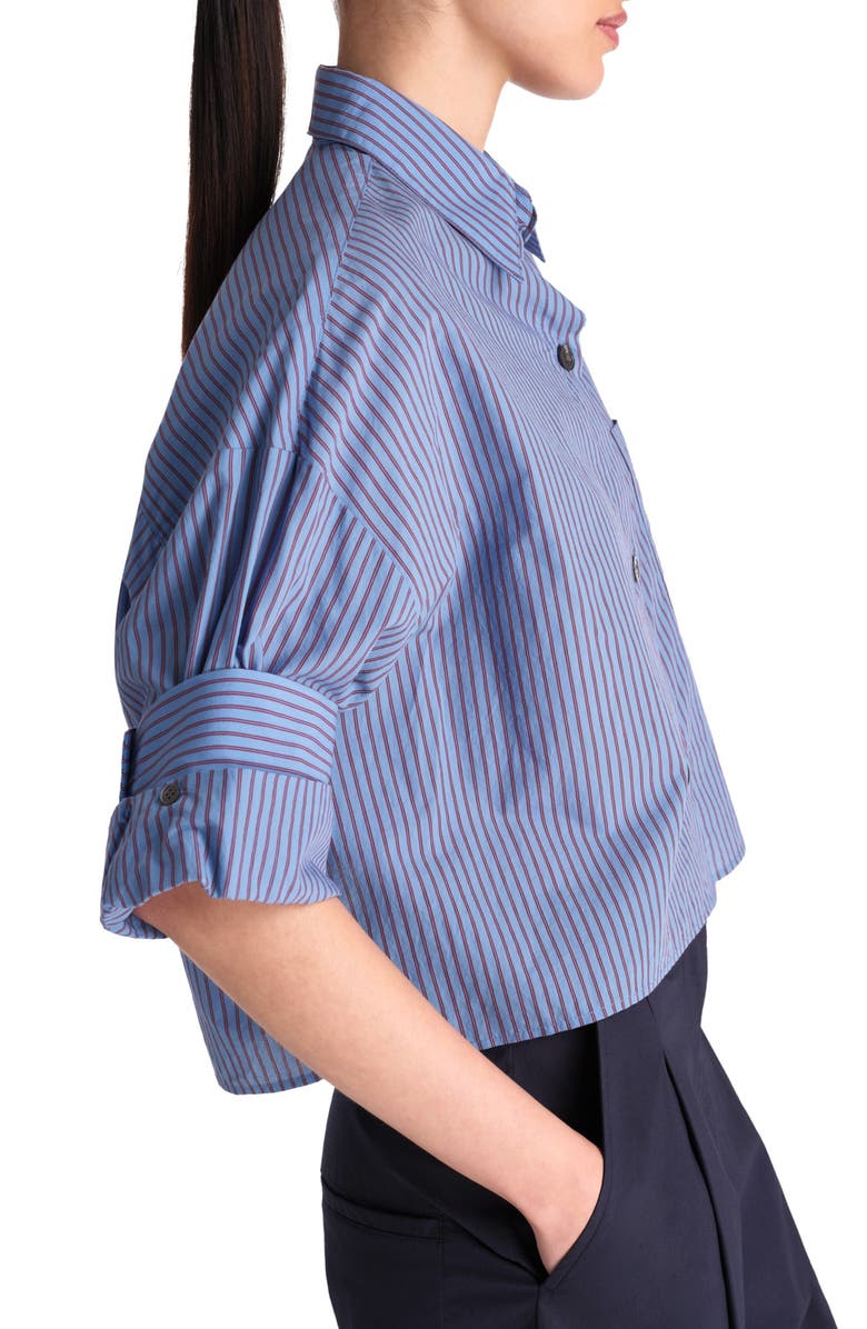 TWP Next Ex Stripe Crop Button-Up Shirt, Alternate, color, 