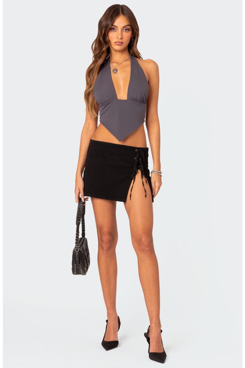 Kat Slit Hem Miniskirt, Alternate, color, BLACK
