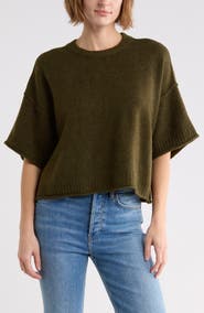 Halogen® Exposed Seam Drop Shoulder Sweater