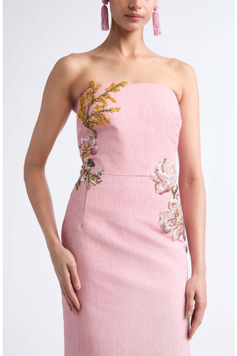 Strapless Faille Column Gown, Alternate, color, BLUSH