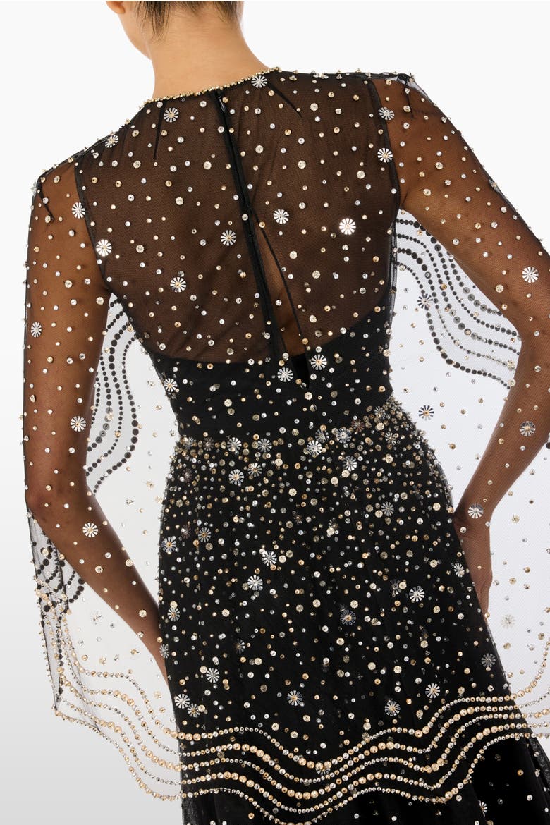 Oliver Beaded-Appliqué Maxi Dress, Alternate, color, Liquorice