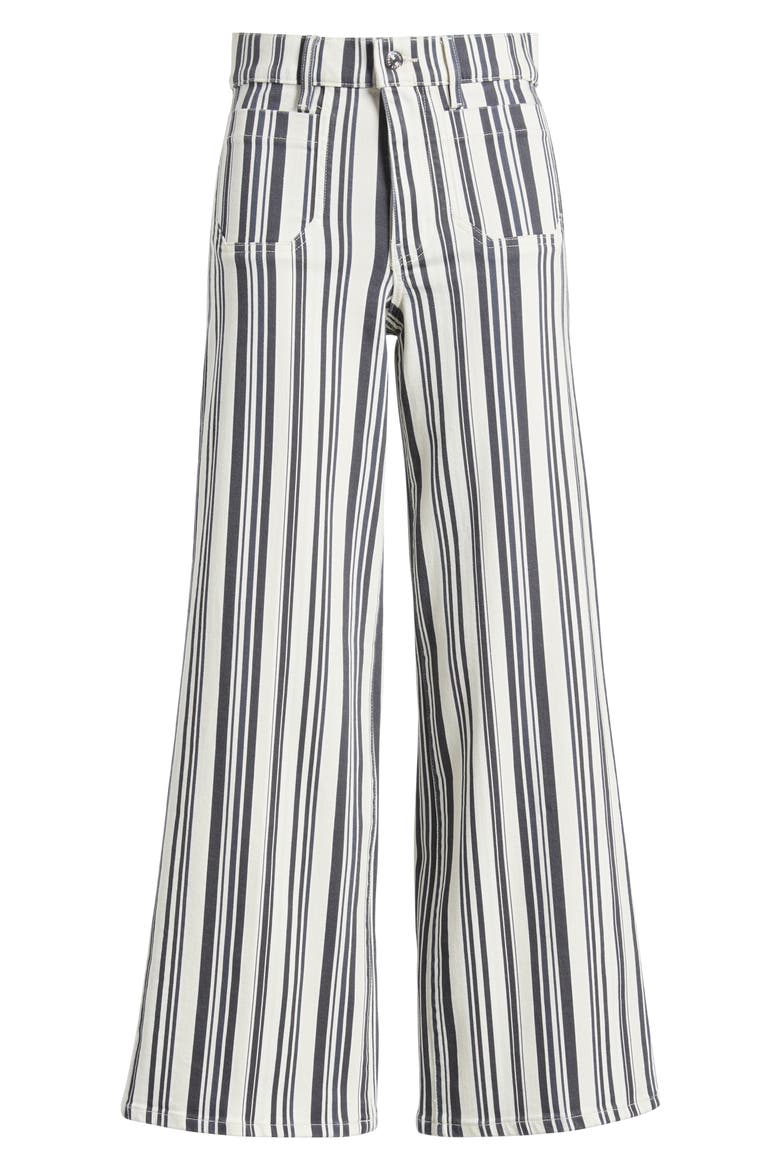 Le Slim Palazzo Patch Pocket High Waist Wide Leg Jeans, Alternate, color, NAVY STRIPE