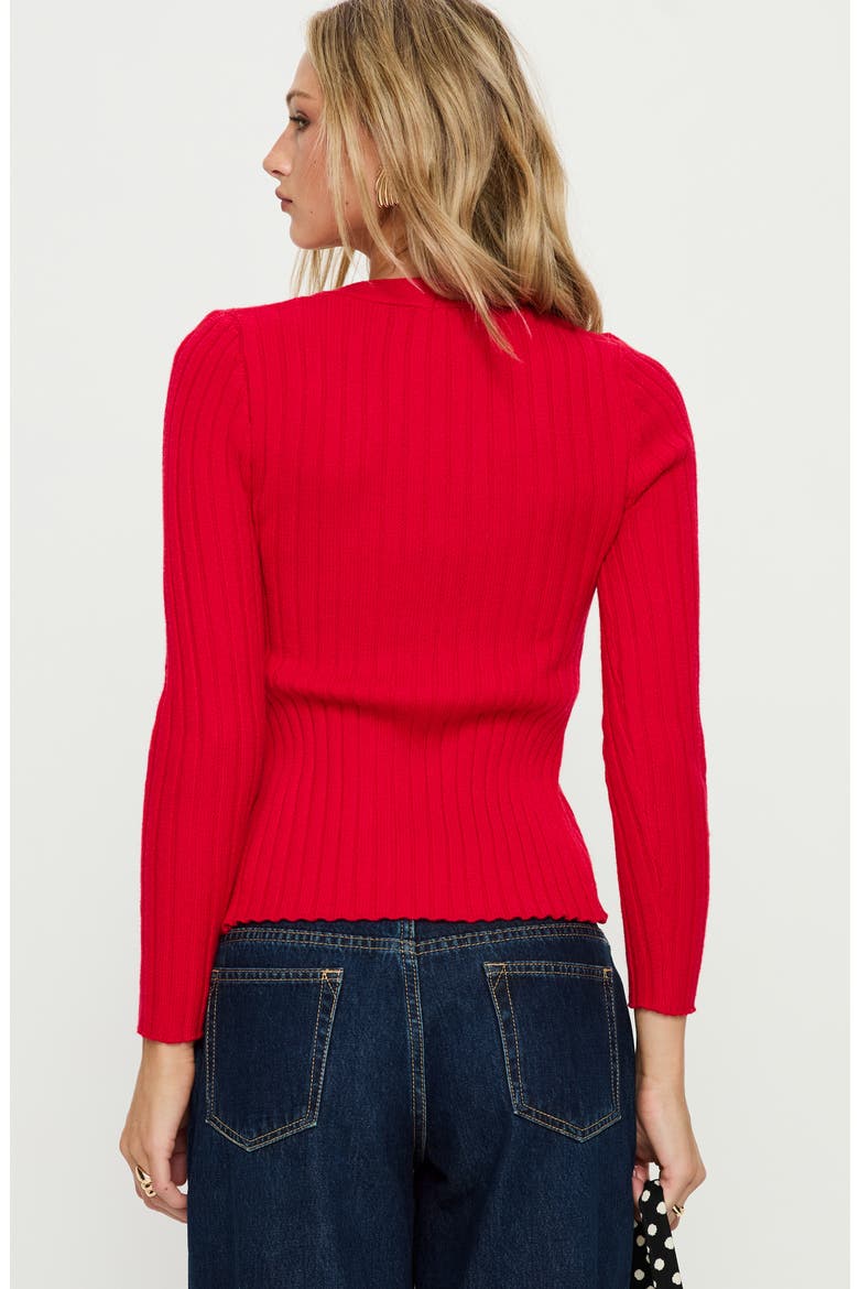 Donya Twist Detail Ribbed Top, Alternate, color, RED
