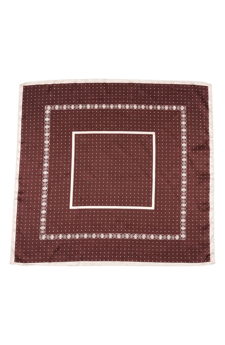 MARCUS ADLER Geometric Print Satin Scarf, Main, color, Brown