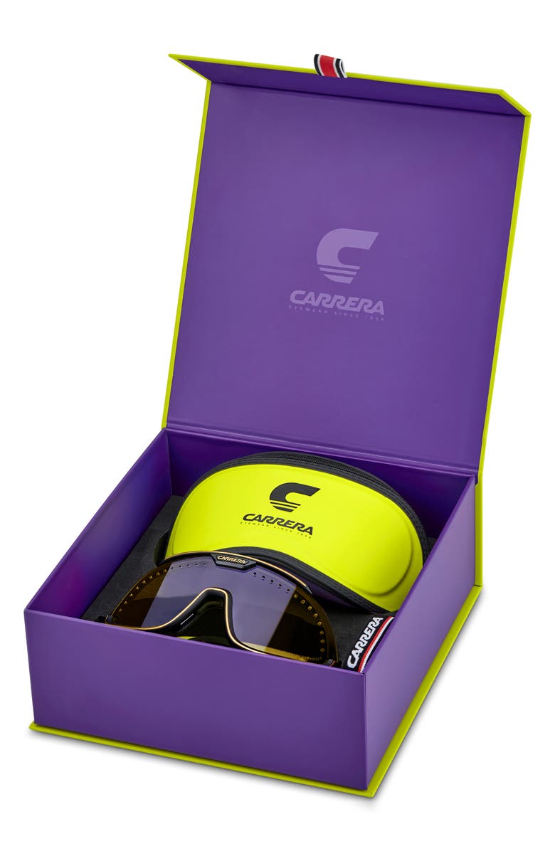 Carrera Eyewear Special Edition C Sport 99mm Mask Sunglasses, Alternate, color, Matte Black Gold/ Yellow