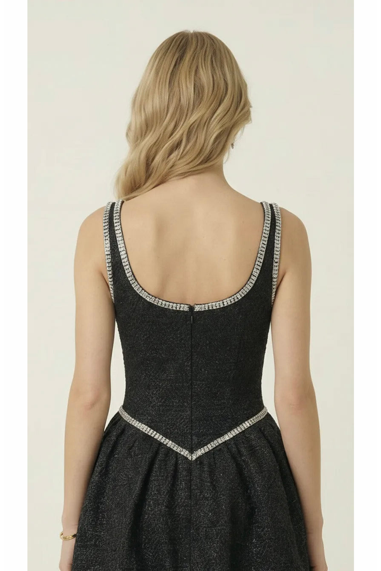 Scoop Neck Bubble Hem Mini Dress, Alternate, color, Black