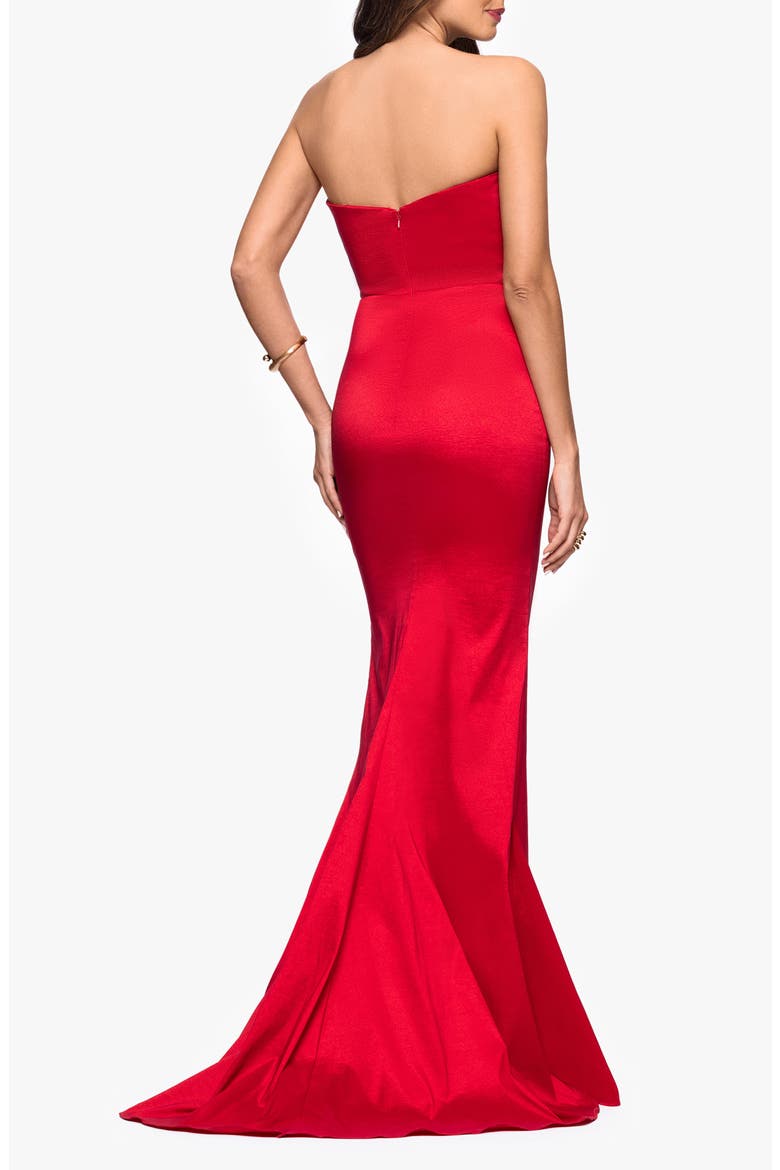 Strapless Cascade Ruffle Gown, Alternate, color, RED
