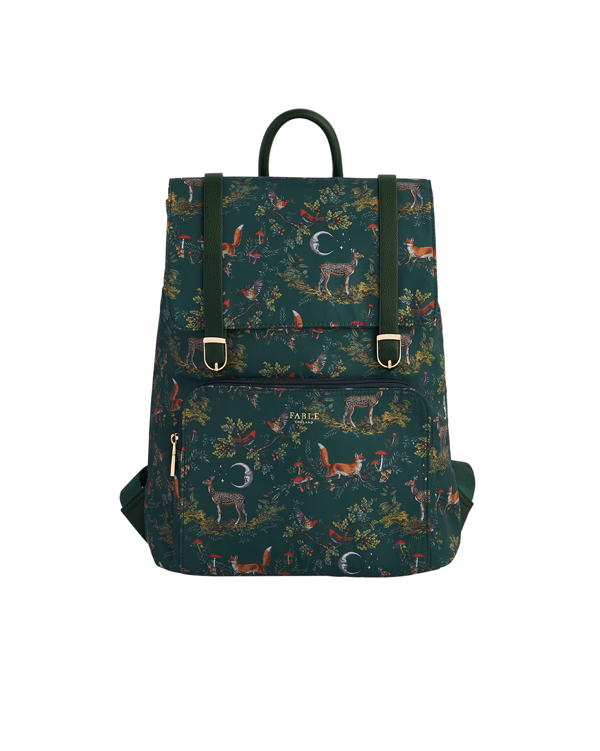 Fable England Into the Woods Green Buckle Medium Backpack, Main, color, Woodland Green