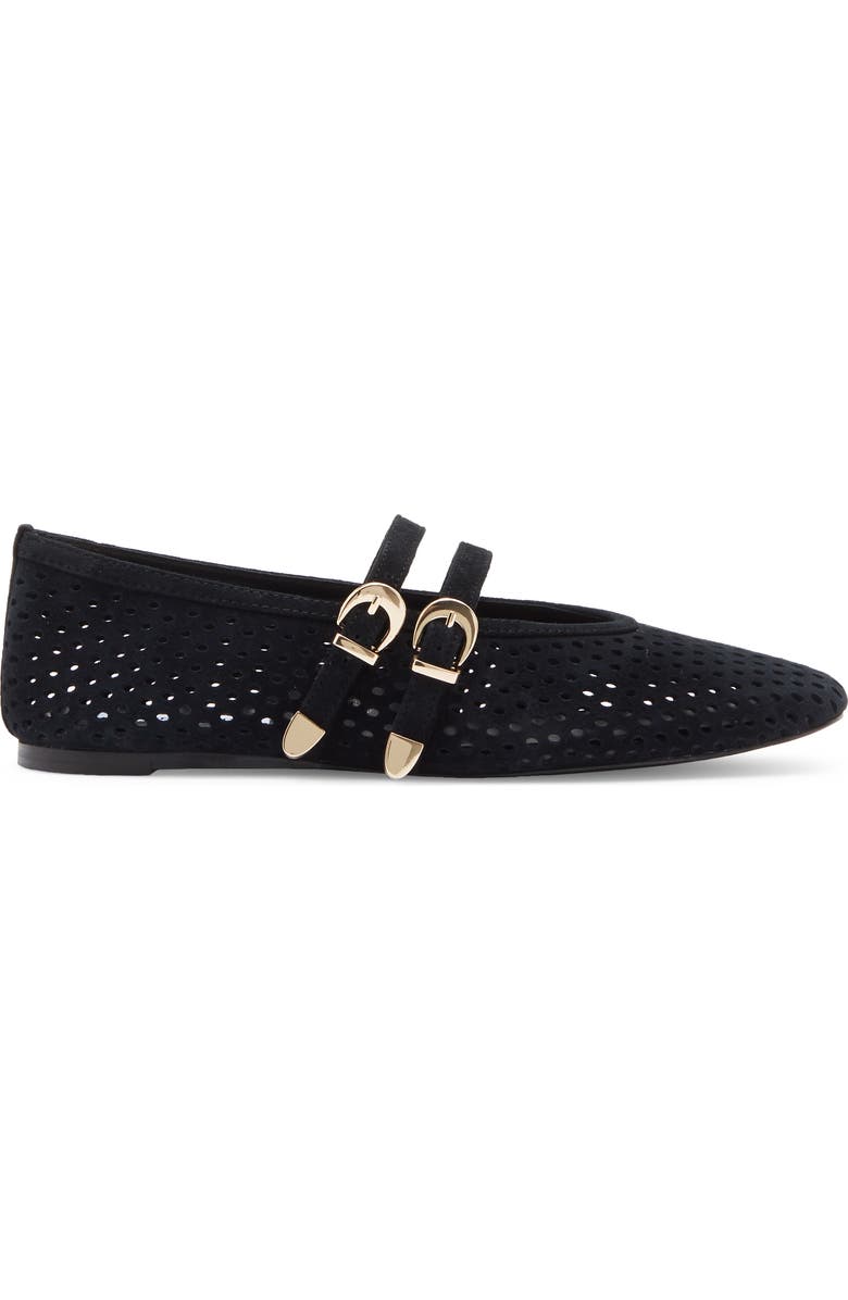 Steve Madden Lissa Perforated Mary Jane Flat, Alternate, color, Black Suede