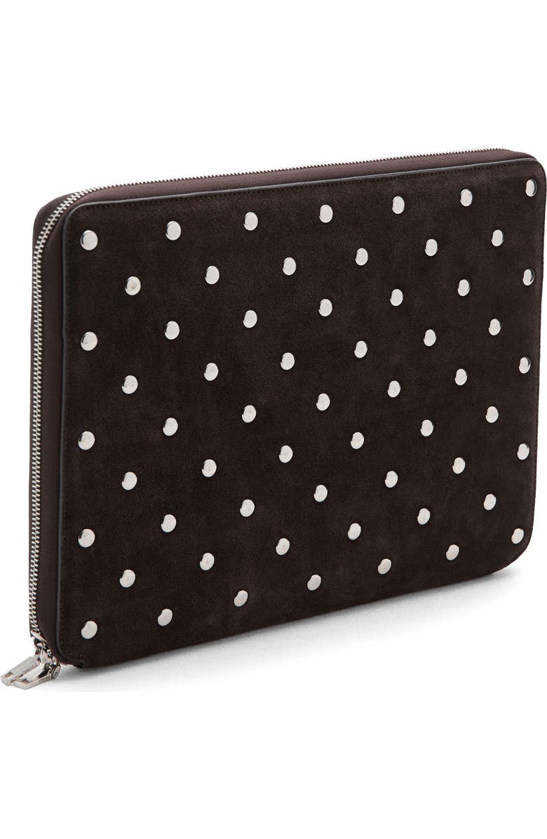 MANGO Studded Leather Laptop Case, Main, color, Chocolate