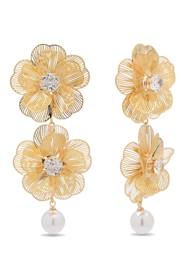 Norah Flower Statement Earrings, Main, color, GOLD