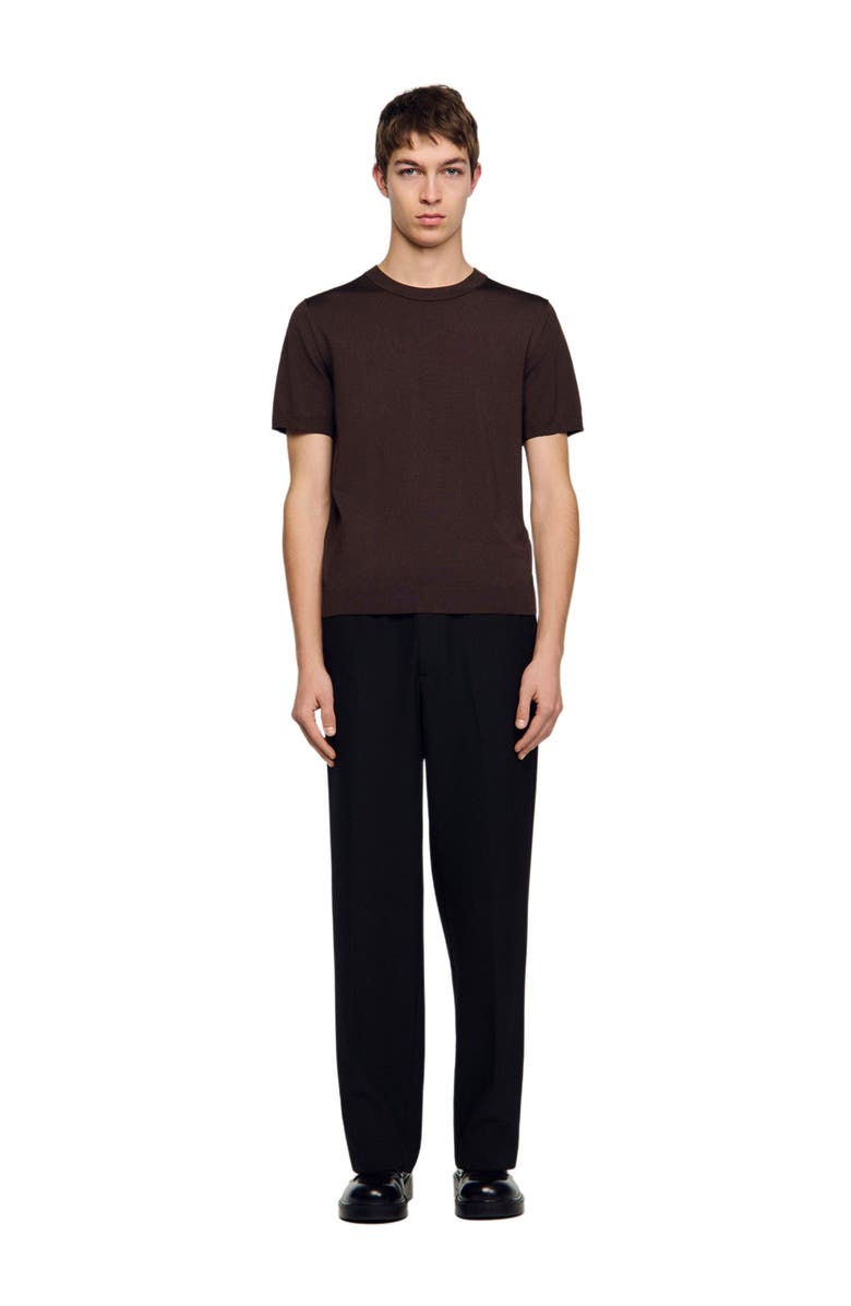 SANDRO Knitted T-shirt, Alternate, color, Chocolate